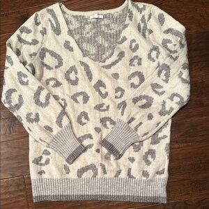 Gray Leopard Print Sweater